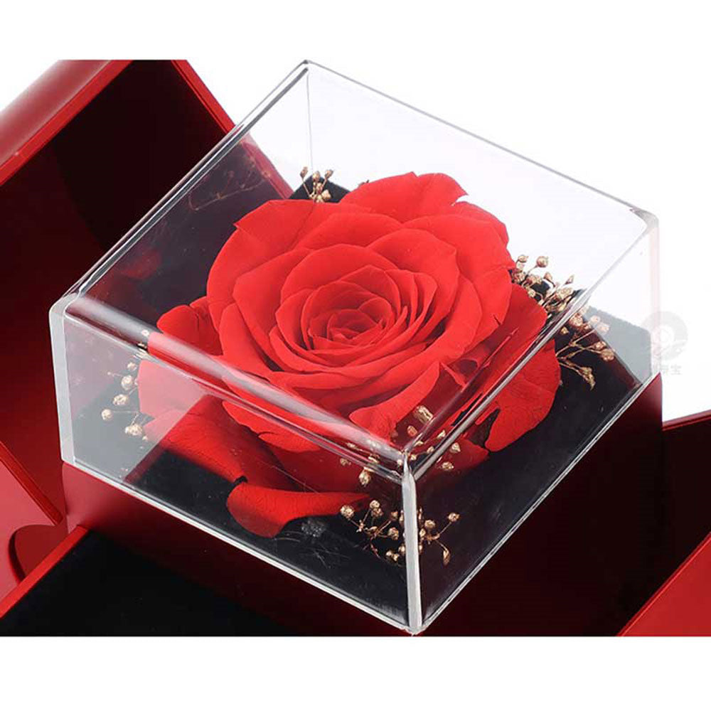 Fashion Jewelry Box Red Apple Christmas Gift Necklace With Artificial Flower Rose Jewelry Box