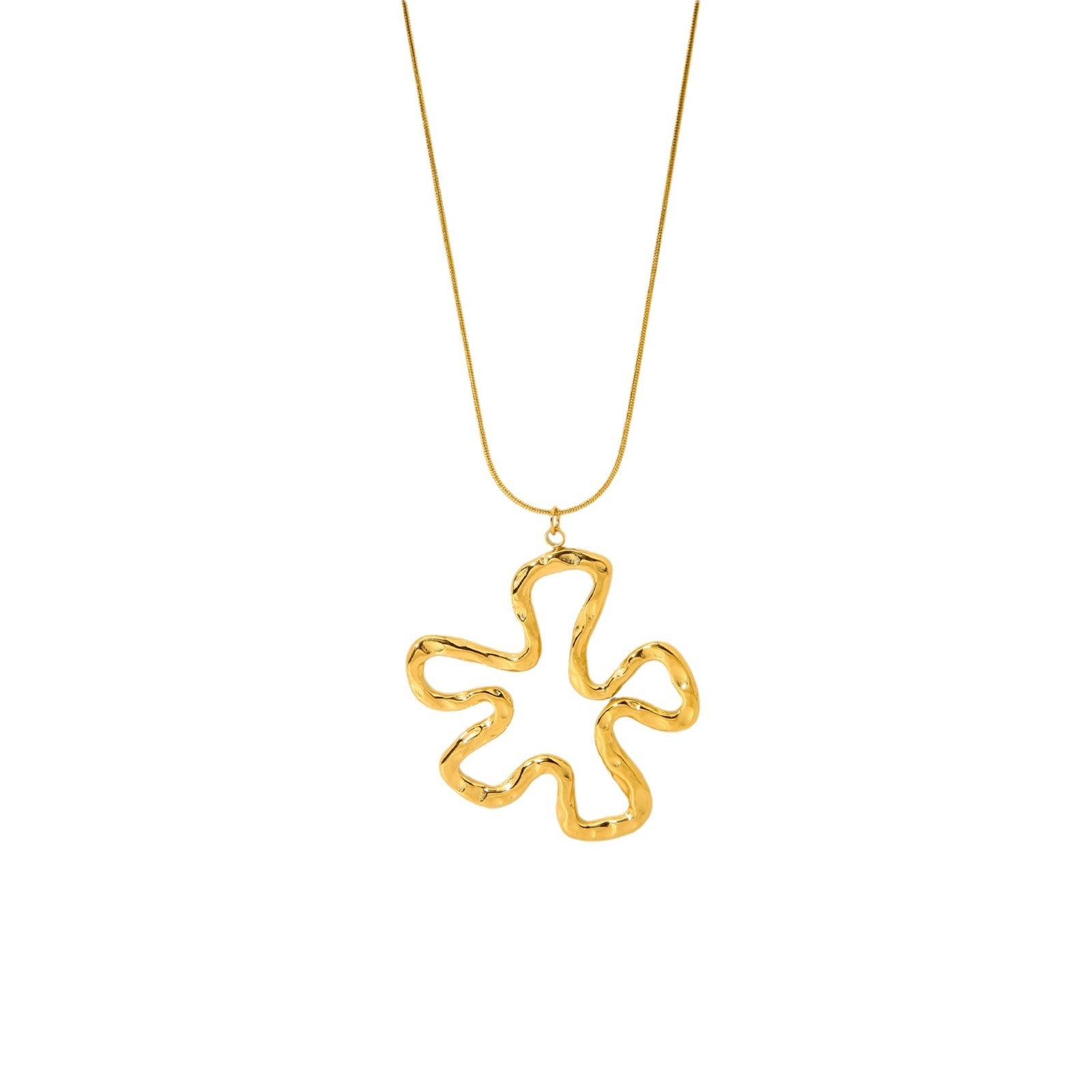 18K Gold Plating Stainless Steel Color Retaining Hollow Geometry Flower Necklace