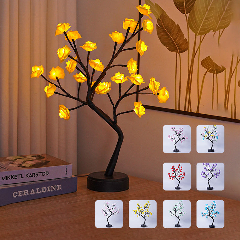 Table Lamp Flower Tree Rose Fairy Desk Night Lights USB Operated Gifts For Wedding Valentine Christmas Decoration