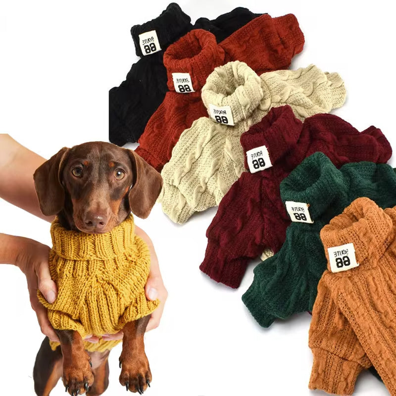 Dog Sweater Turtleneck Solid Color Dogs Clothes Warm Cotton For Puppy Small Medium Sweatshirt Jacket Chihuahua Teddy